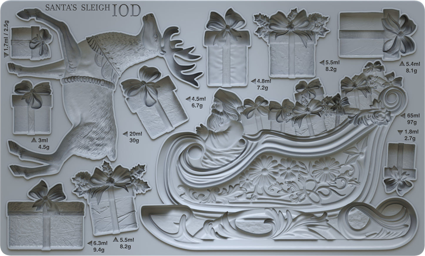 IOD - Santa's Sleigh  6X10 DECOR MOULD™ 2024 Holiday Release *Limited Edition*