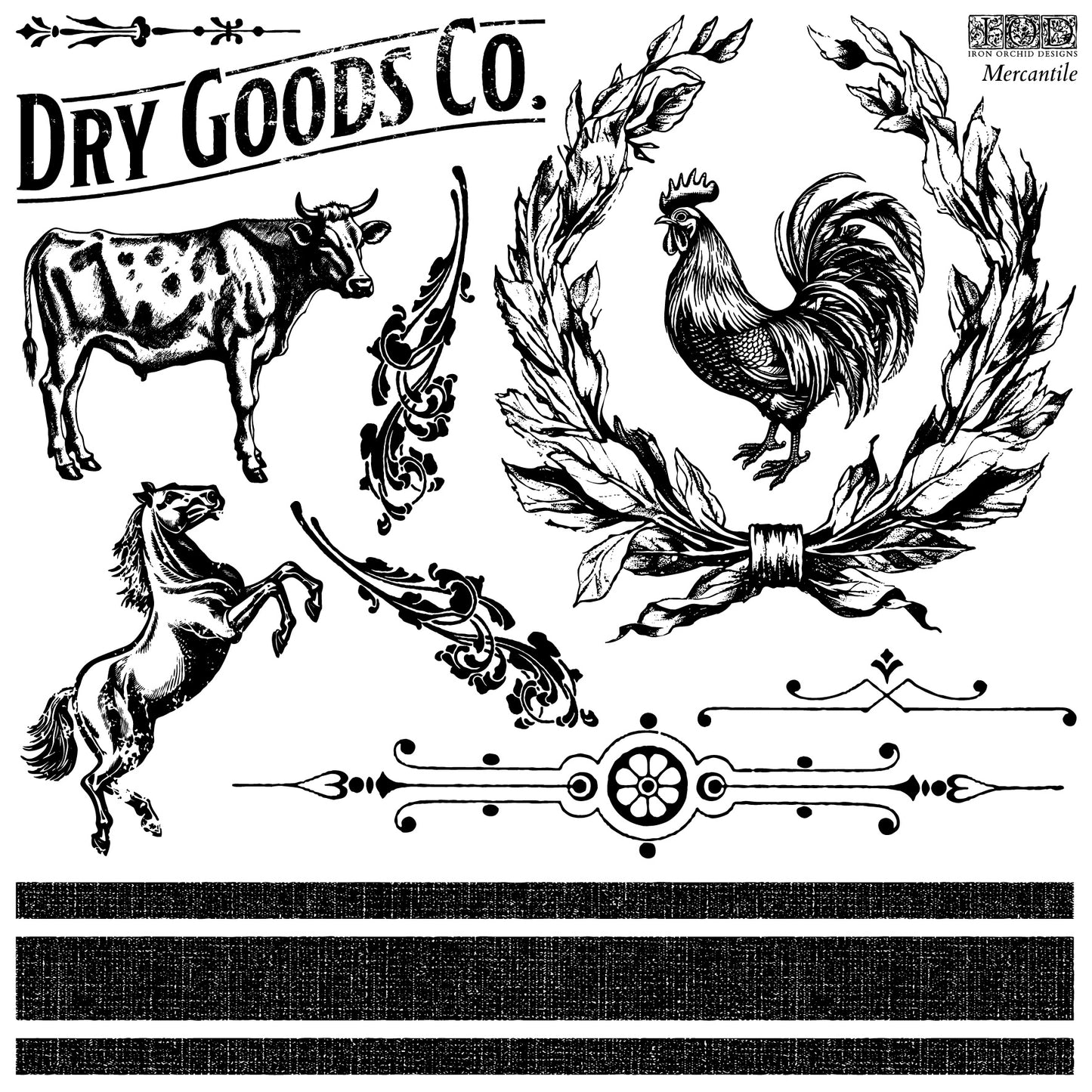 IOD - Mercantile Stamp - (12"x12" set of 2 sheets) *NEW* 2024 Spring Release