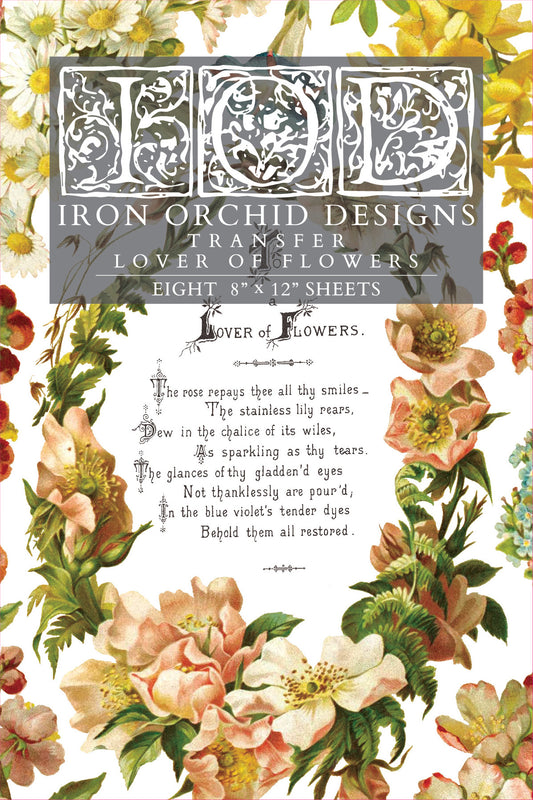 IOD - Lover of Flowers Transfer (8″X12″ Pad- 8 Sheets)