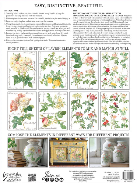 IOD - Rose Botanicals Transfer (8 pages 12″X16″)