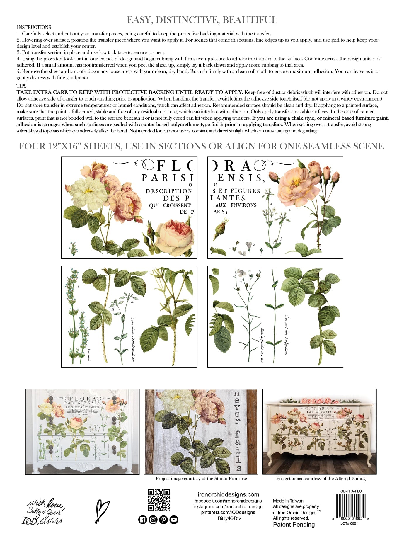 IOD - Flora Parisiensis Image Transfer (12″X16″ Pad- 4 Sheets)