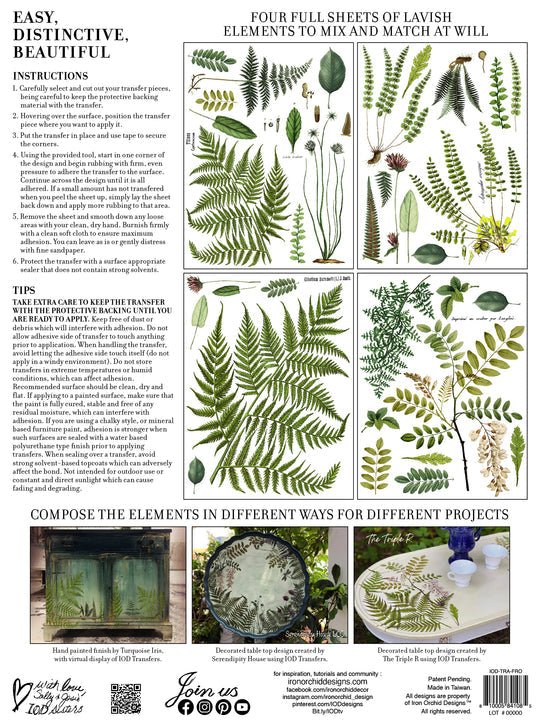 IOD - Fronds Botanical Image Transfer (12″X16″ Pad- 4 Sheets)