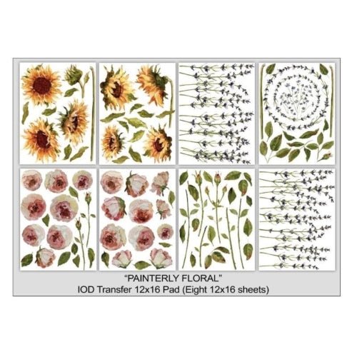 IOD - Painterly Florals Transfer (12″X16″ Pad- 8 Sheets)