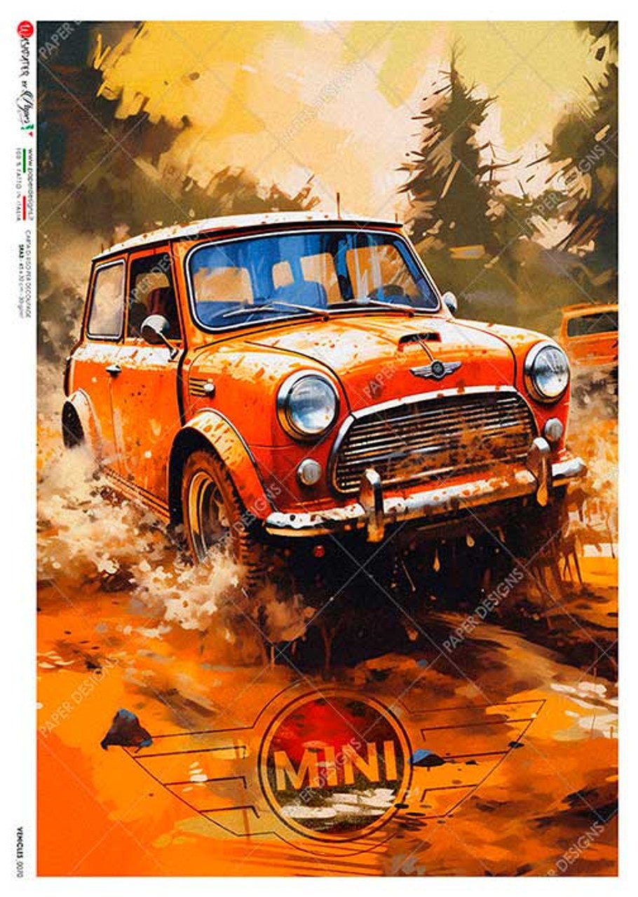 Paper Designs - Orange Mini Cooper